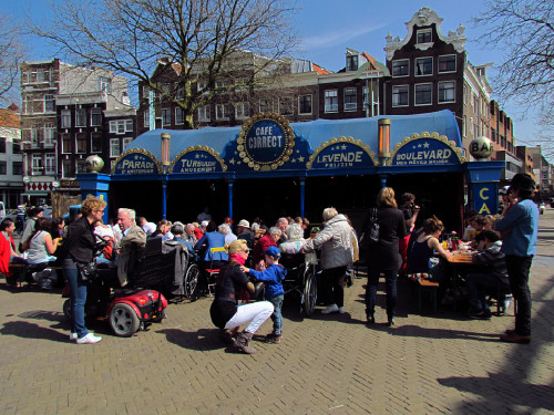 Annual funfair on Nieuwmarkt Square in Amsterdam for Queensday.