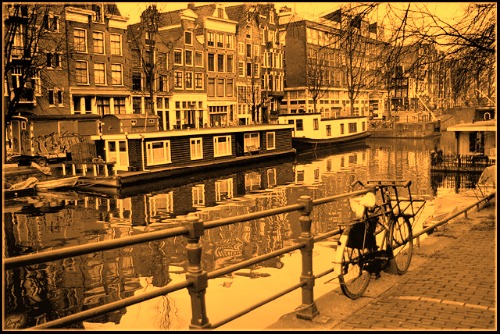 Canal houseboats in Amsterdam